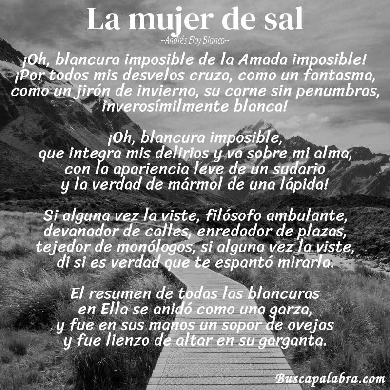 Poema La mujer de sal de Andrés Eloy Blanco con fondo de paisaje