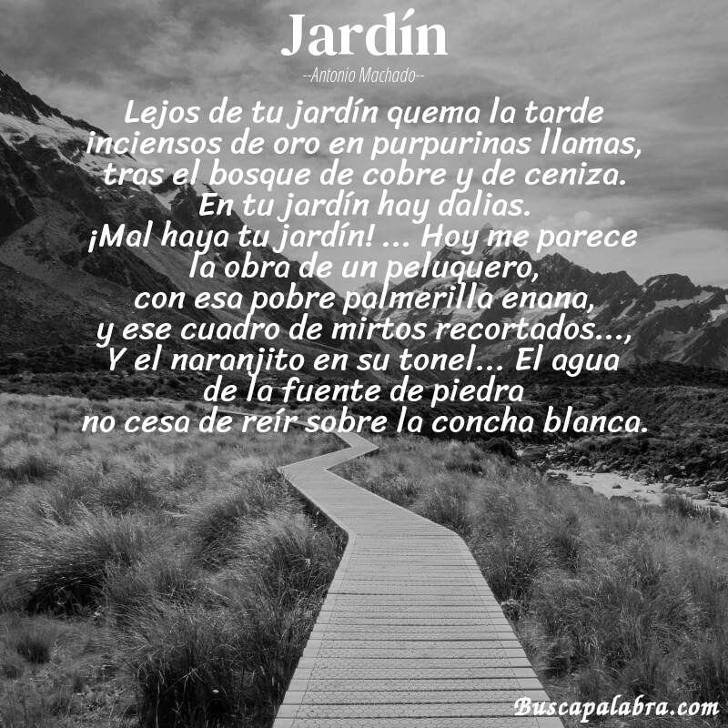 Poema Jardín de Antonio Machado con fondo de paisaje