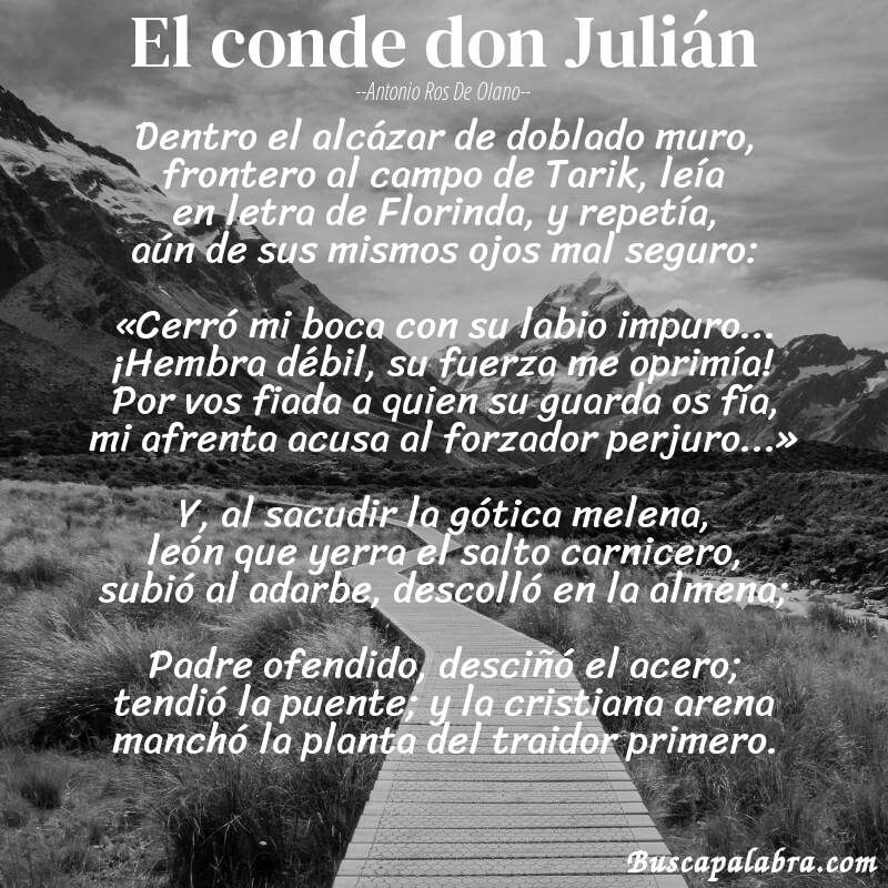 Poema El conde don Julián de Antonio Ros de Olano con fondo de paisaje