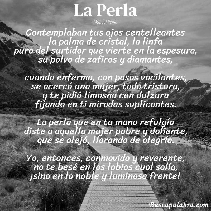 Poema La Perla de Manuel Reina con fondo de paisaje