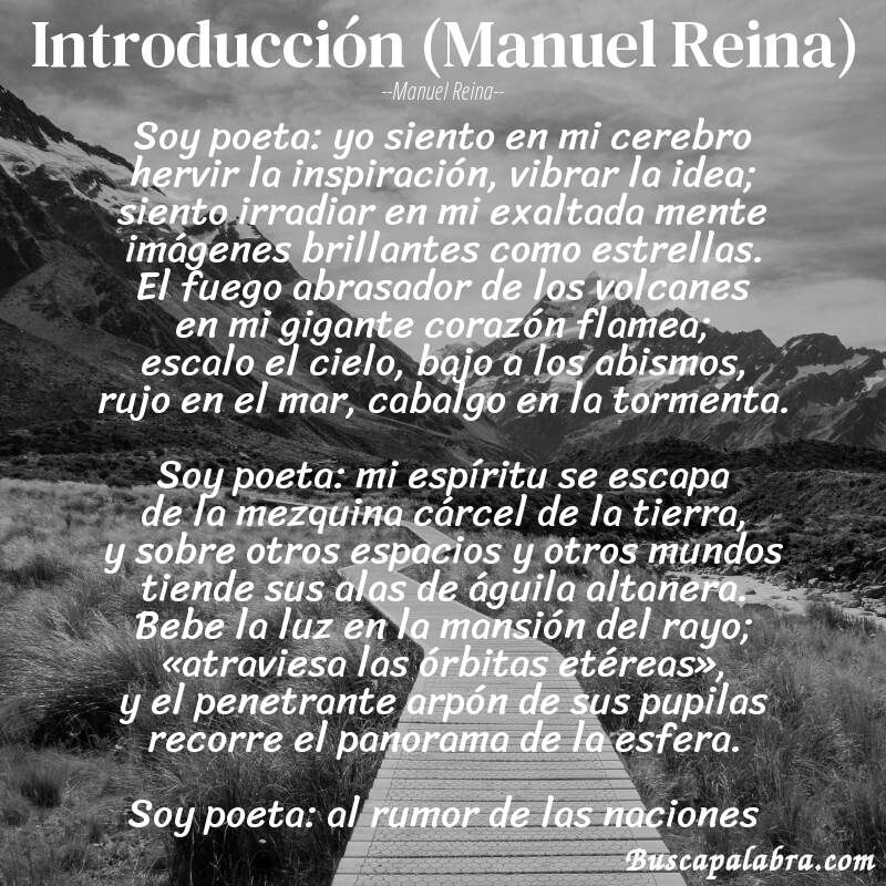 Poema Introducción (Manuel Reina) de Manuel Reina con fondo de paisaje