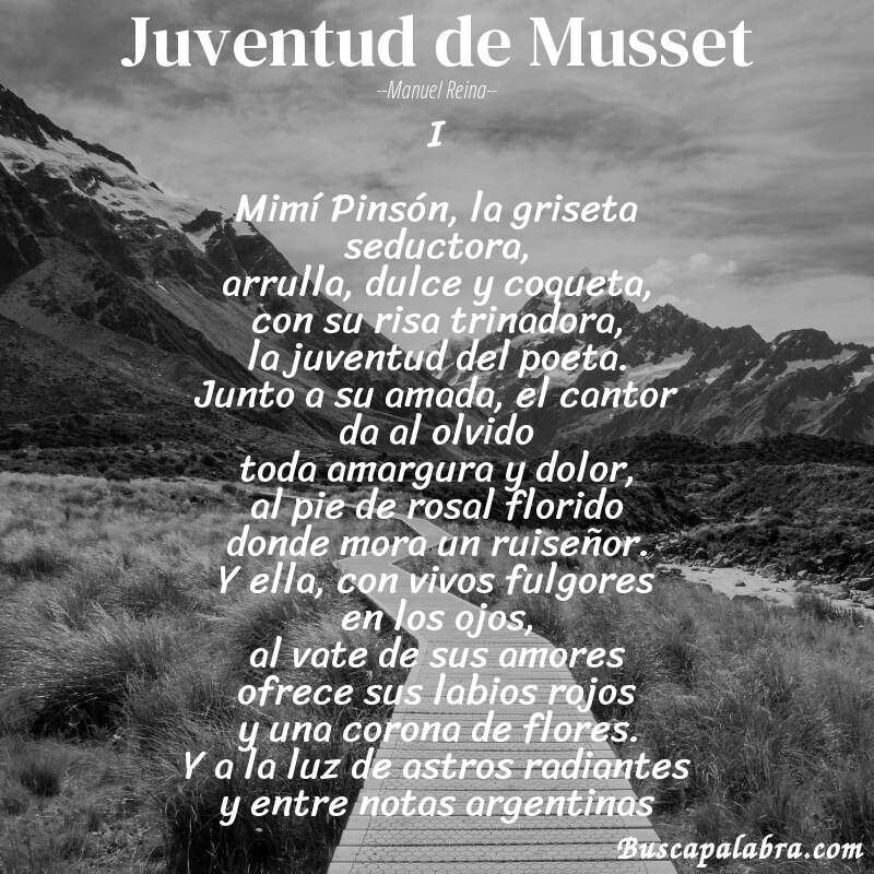 Poema Juventud de Musset de Manuel Reina con fondo de paisaje