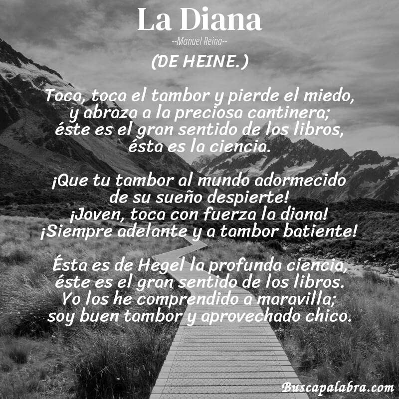 Poema La Diana de Manuel Reina con fondo de paisaje
