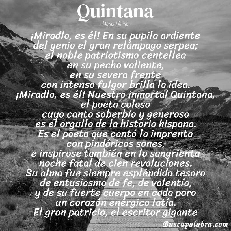 Poema Quintana de Manuel Reina con fondo de paisaje