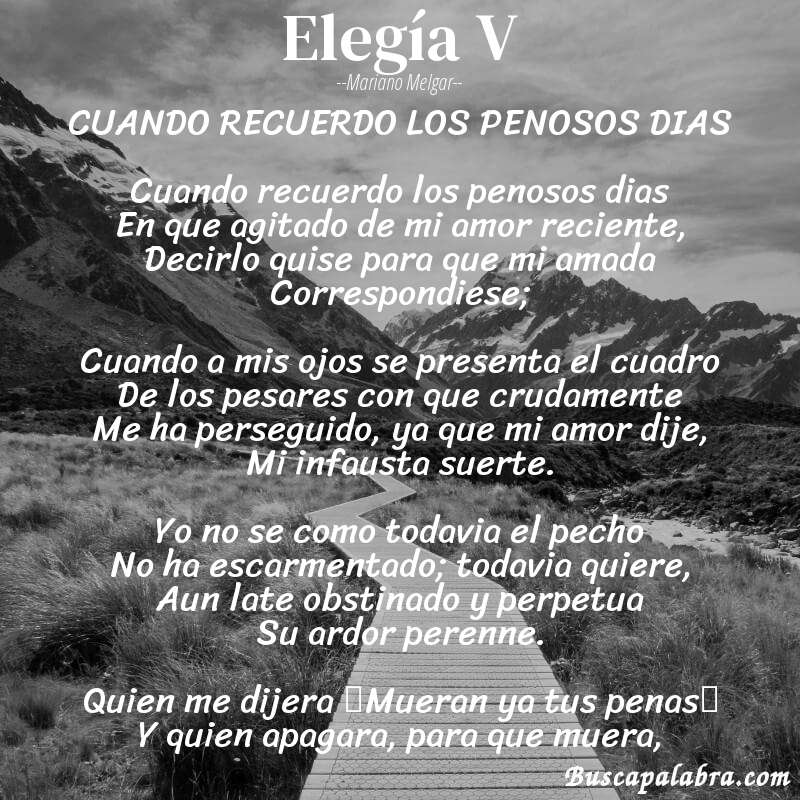 Poema Elegía V de Mariano Melgar con fondo de paisaje