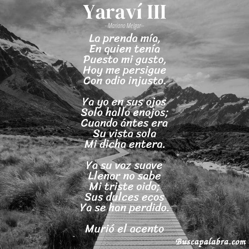 Poema Yaraví III de Mariano Melgar con fondo de paisaje