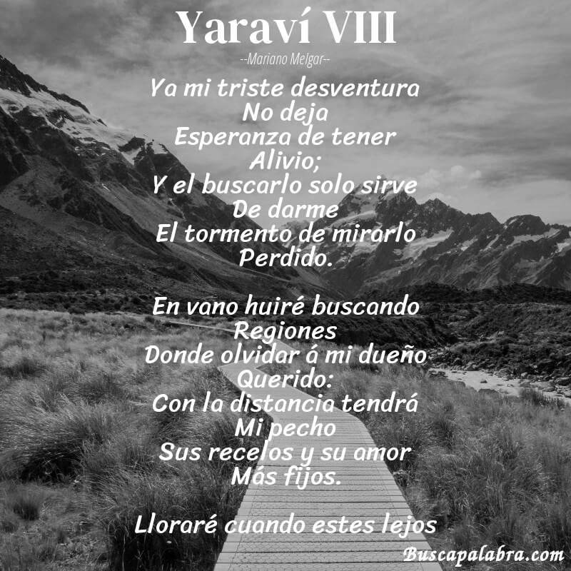 Poema Yaraví VIII de Mariano Melgar con fondo de paisaje