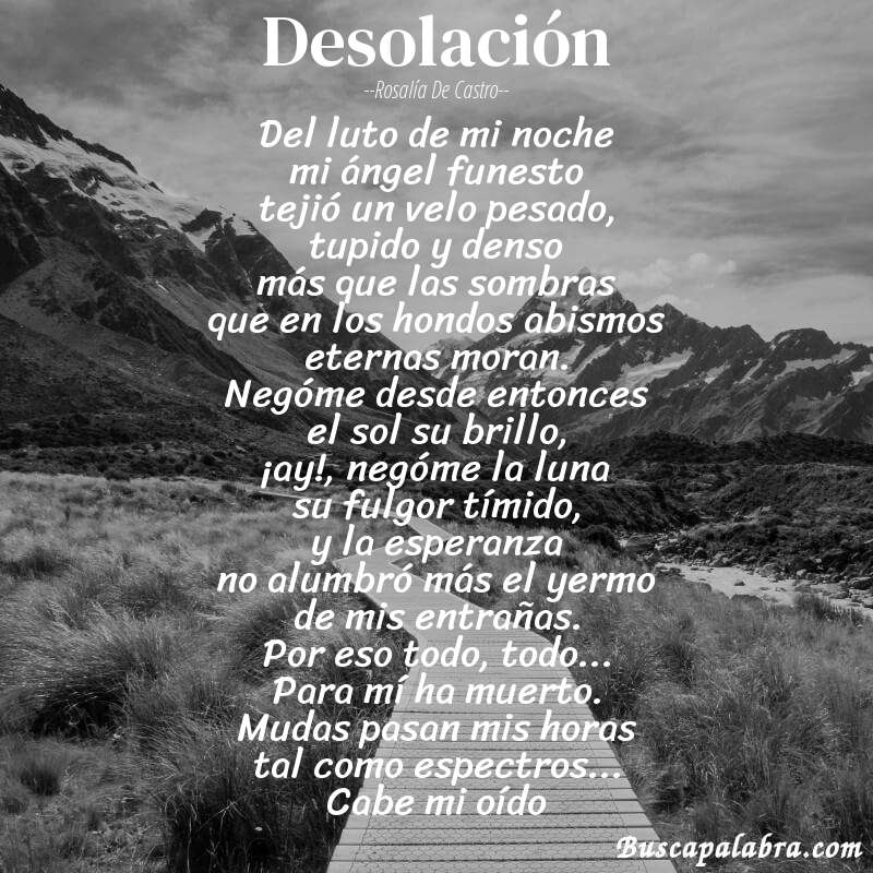 Poema desolación de Rosalía de Castro con fondo de paisaje