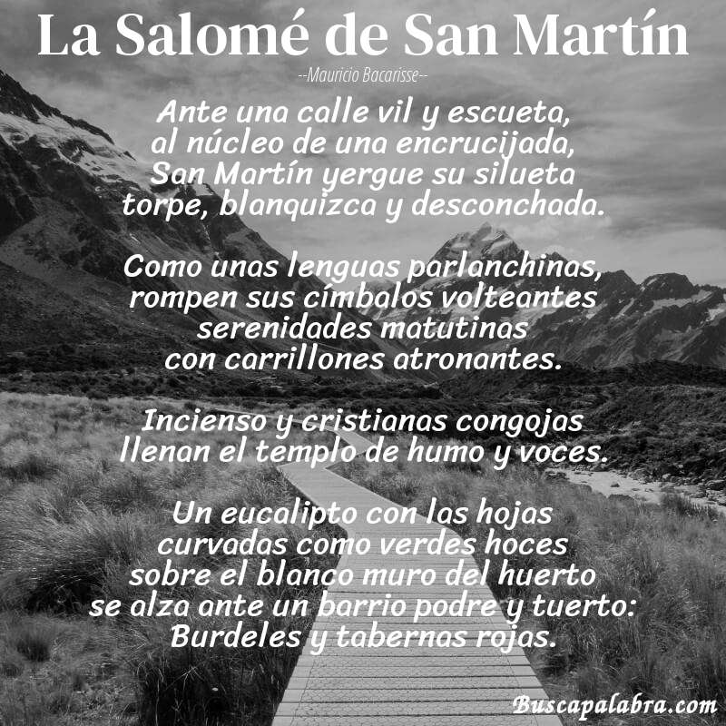 Poema La Salomé de San Martín de Mauricio Bacarisse con fondo de paisaje