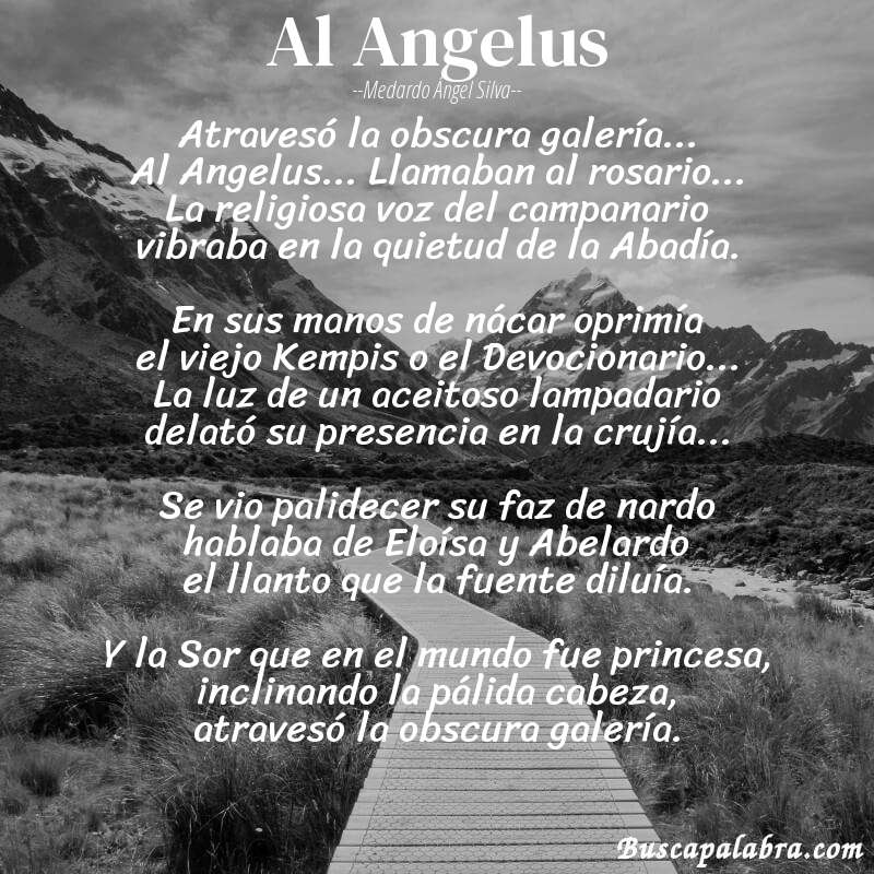 Poema Al Angelus de Medardo Ángel Silva con fondo de paisaje