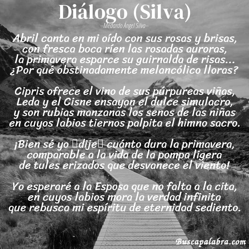 Poema Diálogo (Silva) de Medardo Ángel Silva con fondo de paisaje
