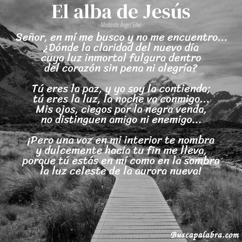 Poema El alba de Jesús de Medardo Ángel Silva con fondo de paisaje