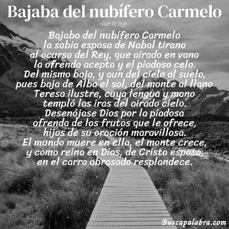 Poema Bajaba del nubífero Carmelo de Lope de Vega con fondo de paisaje