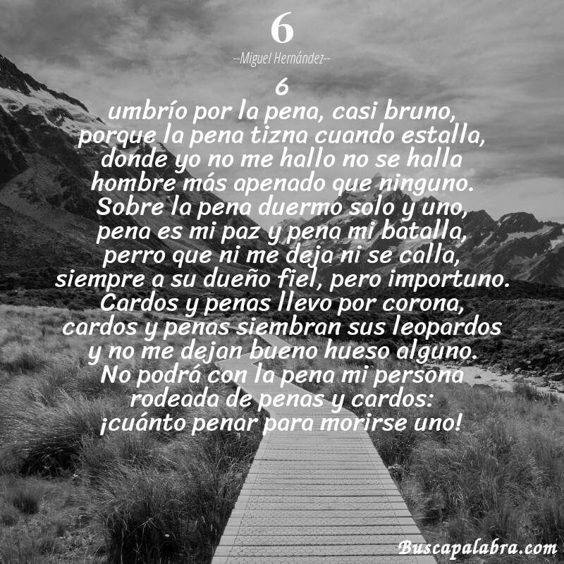 Poema 6 de Miguel Hernández con fondo de paisaje