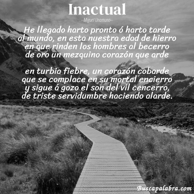 Poema Inactual de Miguel Unamuno con fondo de paisaje