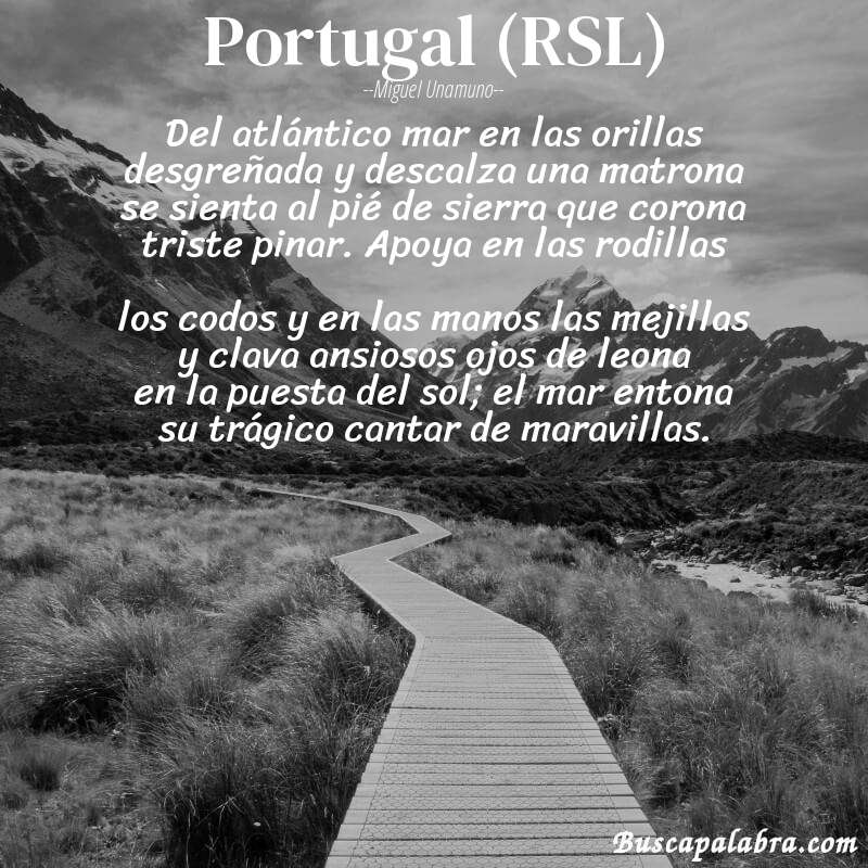 Poema Portugal (RSL) de Miguel Unamuno con fondo de paisaje