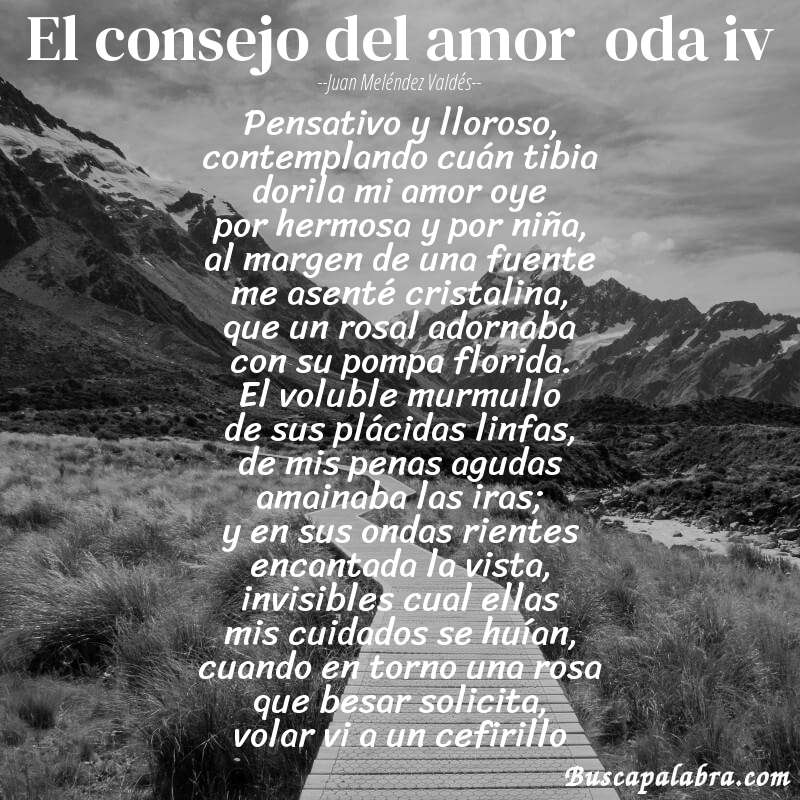 Poema el consejo del amor  oda iv de Juan Meléndez Valdés con fondo de paisaje
