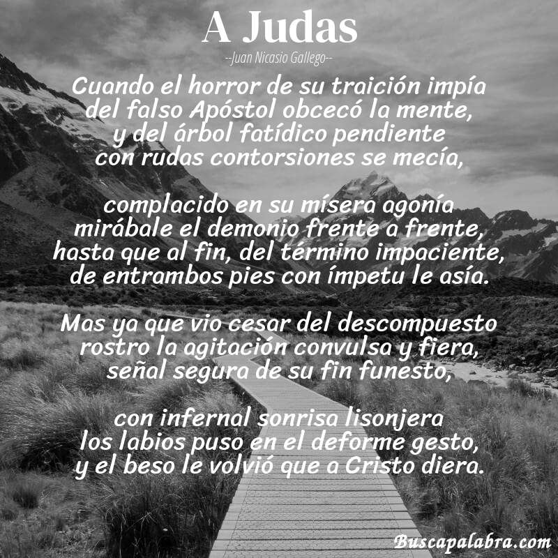 Poema A Judas de Juan Nicasio Gallego con fondo de paisaje