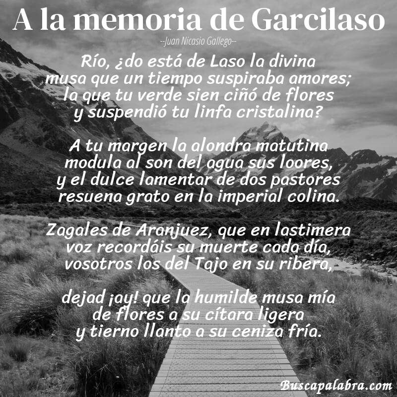 Poema A la memoria de Garcilaso de Juan Nicasio Gallego con fondo de paisaje