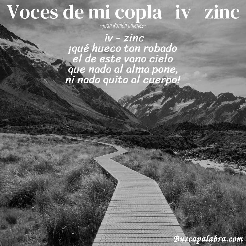 Poema voces de mi copla   iv   zinc de Juan Ramón Jiménez con fondo de paisaje