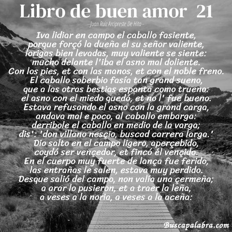 Poema libro de buen amor  21 de Juan Ruiz Arcipreste de Hita con fondo de paisaje