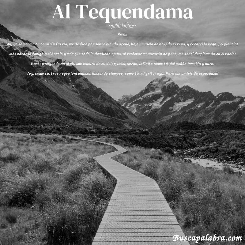 Poema Al Tequendama de Julio Flórez con fondo de paisaje