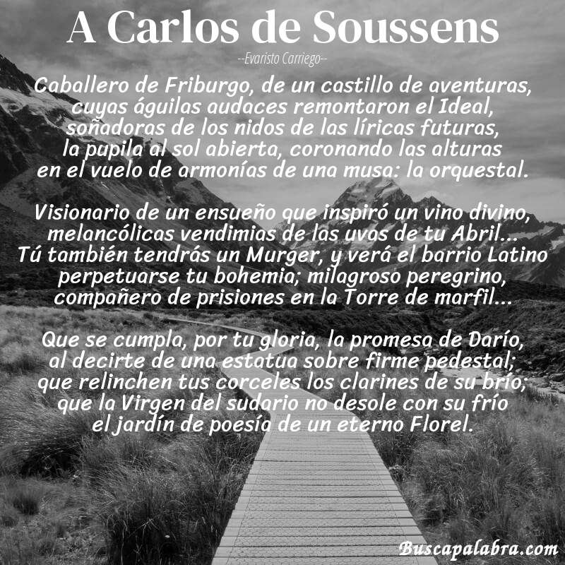 Poema A Carlos de Soussens de Evaristo Carriego con fondo de paisaje