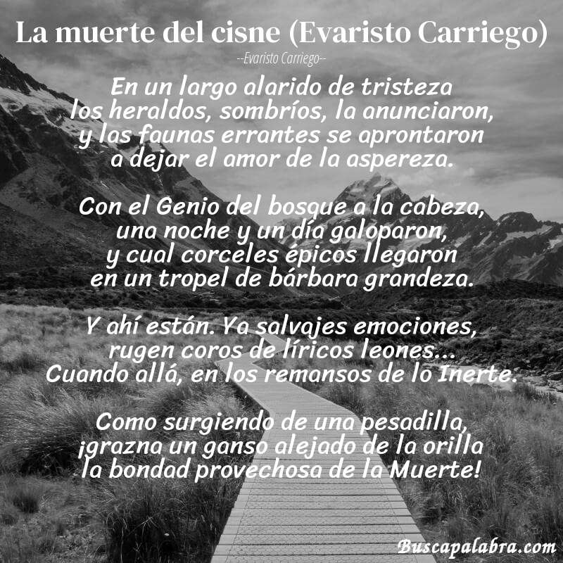 Poema La muerte del cisne (Evaristo Carriego) de Evaristo Carriego con fondo de paisaje