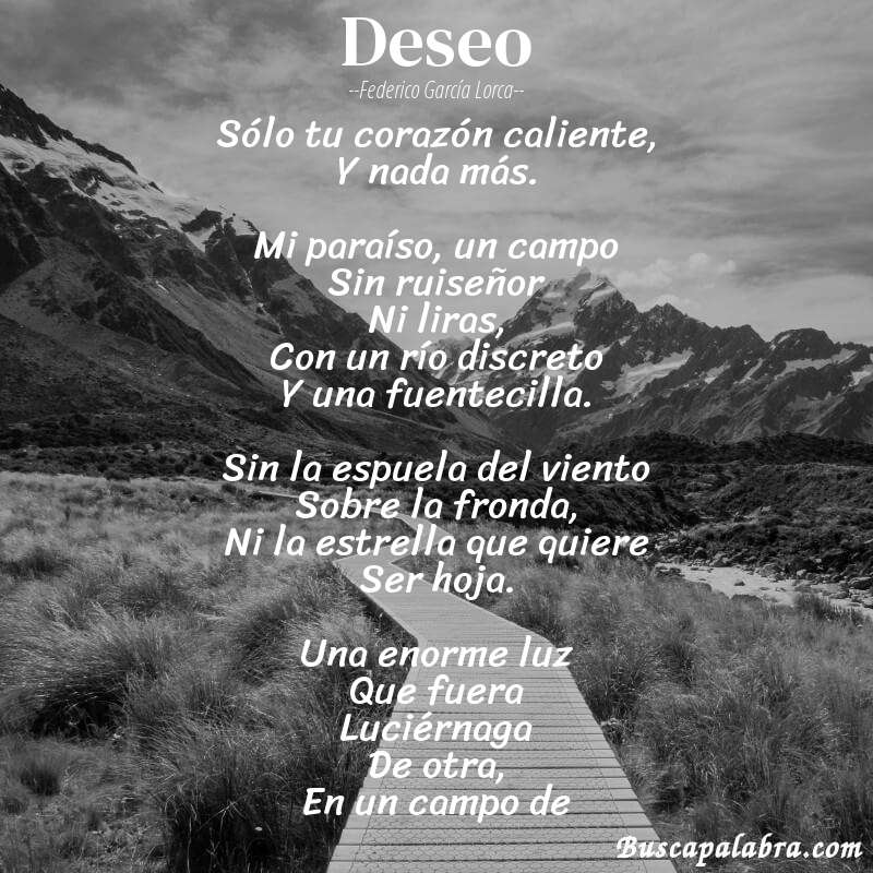 Poema Deseo de Federico García Lorca con fondo de paisaje