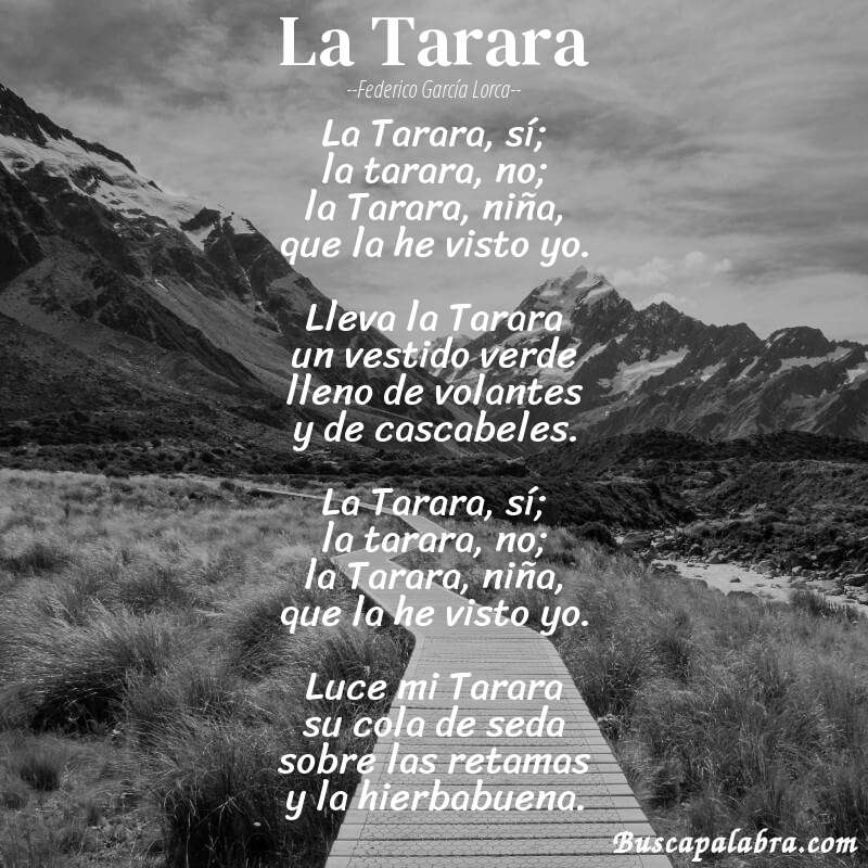 Poema La Tarara de Federico García Lorca con fondo de paisaje