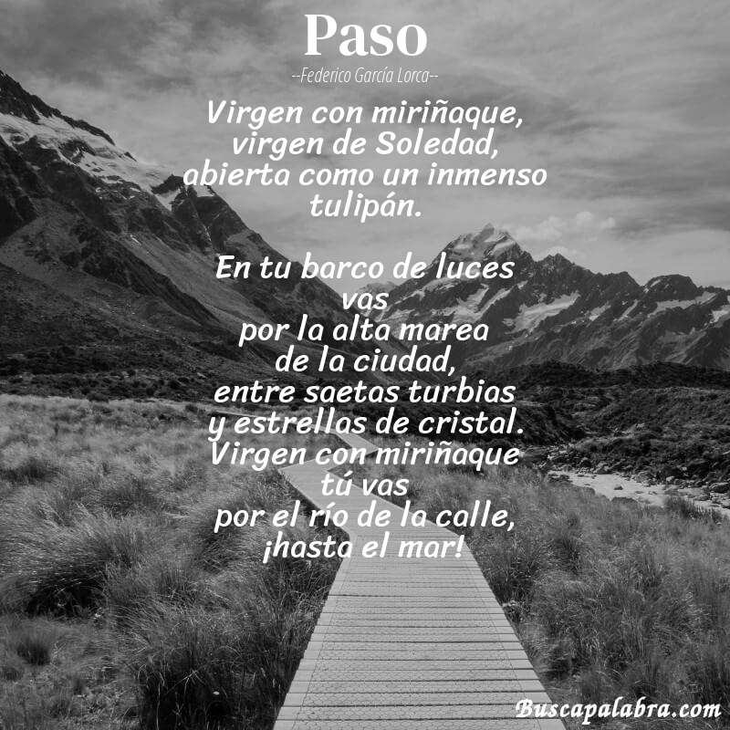 Poema Paso de Federico García Lorca con fondo de paisaje