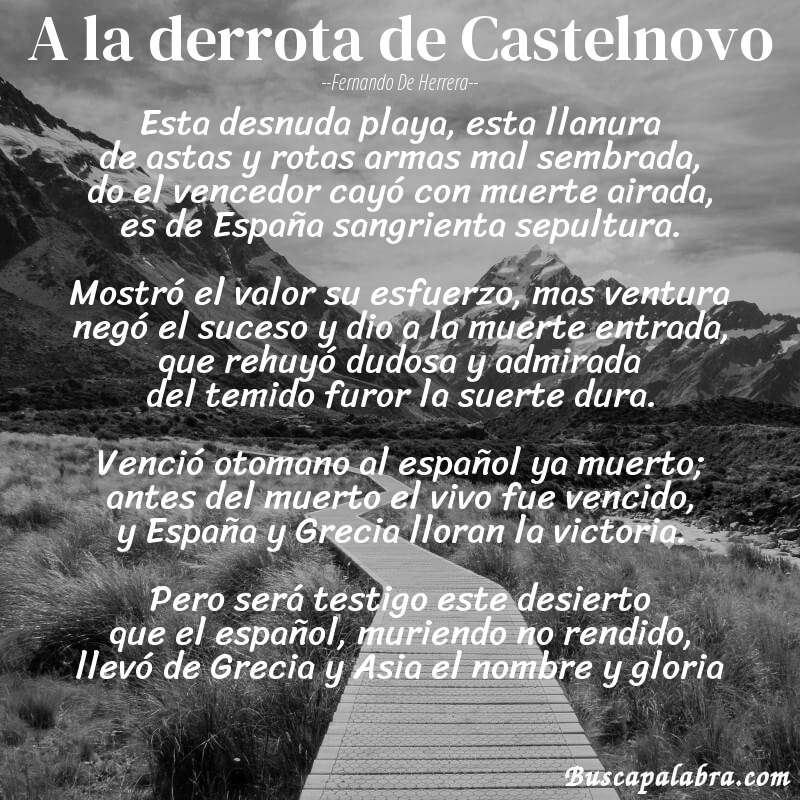 Poema A la derrota de Castelnovo de Fernando de Herrera con fondo de paisaje