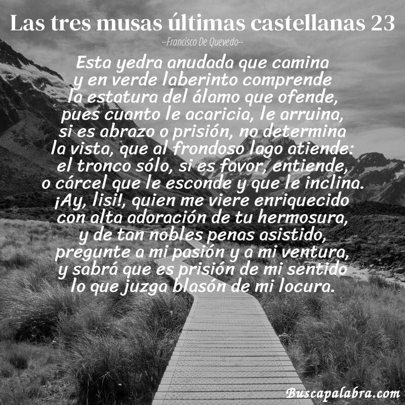 Poema las tres musas últimas castellanas 23 de Francisco de Quevedo con fondo de paisaje