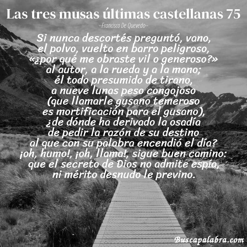 Poema las tres musas últimas castellanas 75 de Francisco de Quevedo con fondo de paisaje