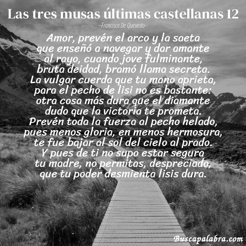 Poema las tres musas últimas castellanas 12 de Francisco de Quevedo con fondo de paisaje