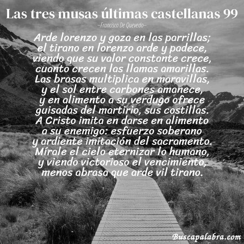 Poema las tres musas últimas castellanas 99 de Francisco de Quevedo con fondo de paisaje