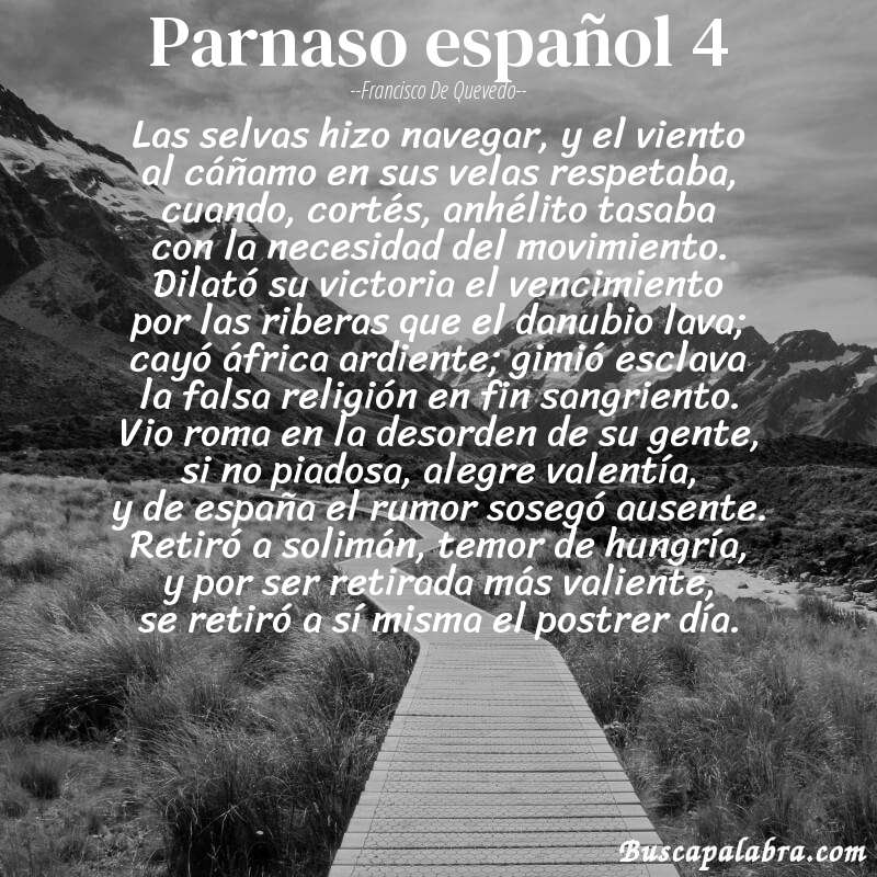 Poema parnaso español 4 de Francisco de Quevedo con fondo de paisaje