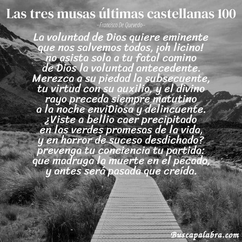 Poema las tres musas últimas castellanas 100 de Francisco de Quevedo con fondo de paisaje