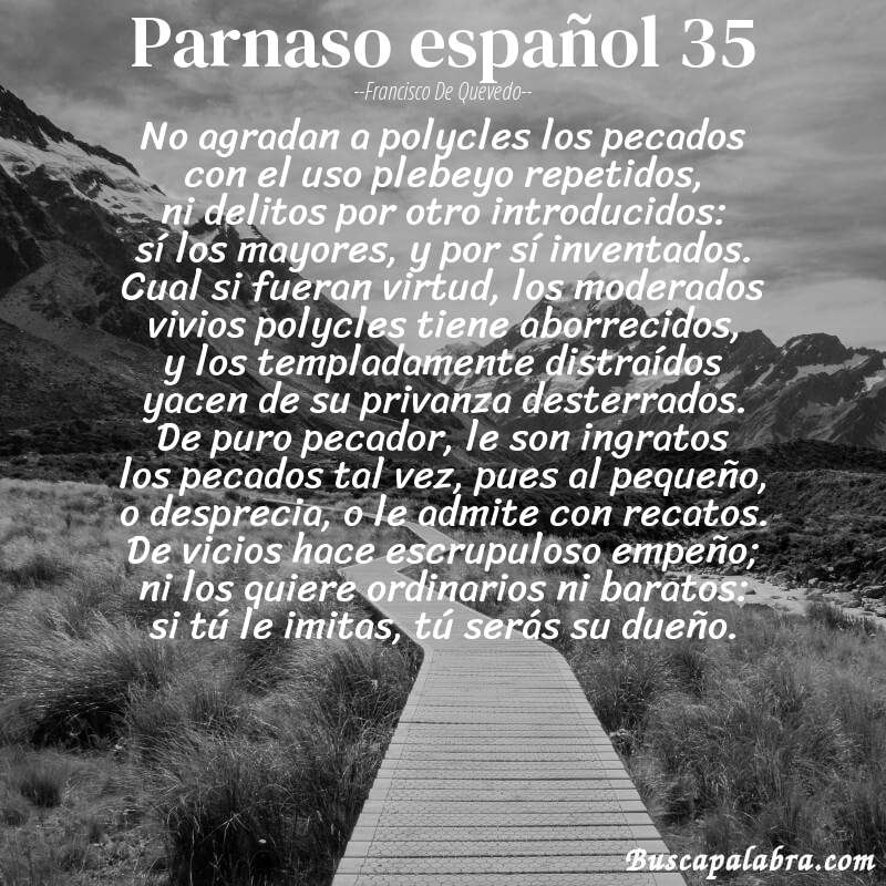 Poema parnaso español 35 de Francisco de Quevedo con fondo de paisaje