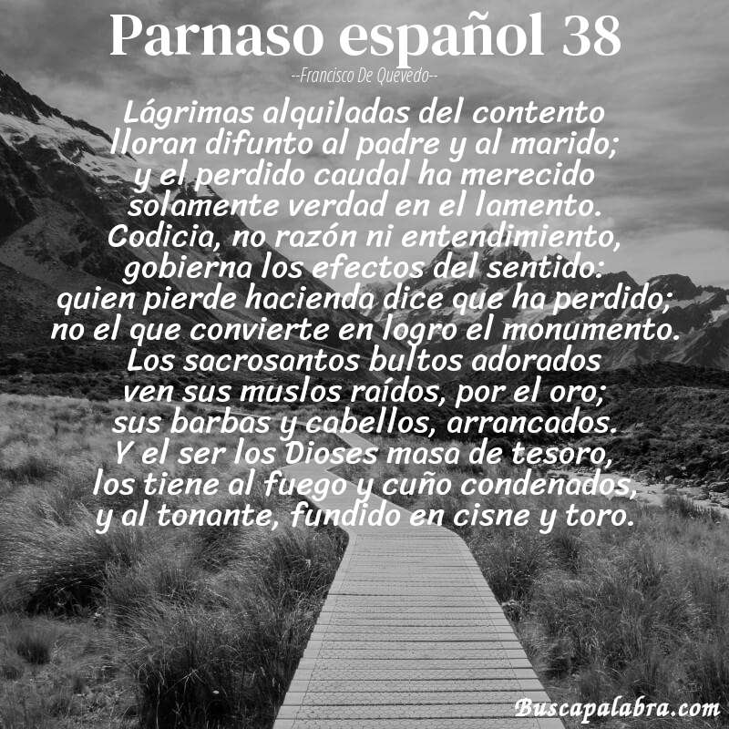 Poema parnaso español 38 de Francisco de Quevedo con fondo de paisaje