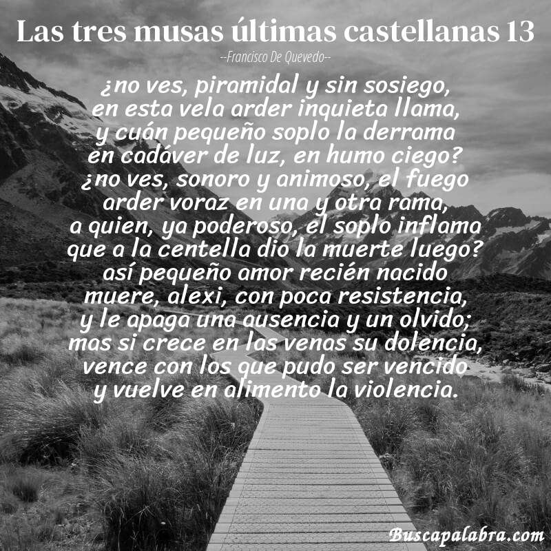 Poema las tres musas últimas castellanas 13 de Francisco de Quevedo con fondo de paisaje