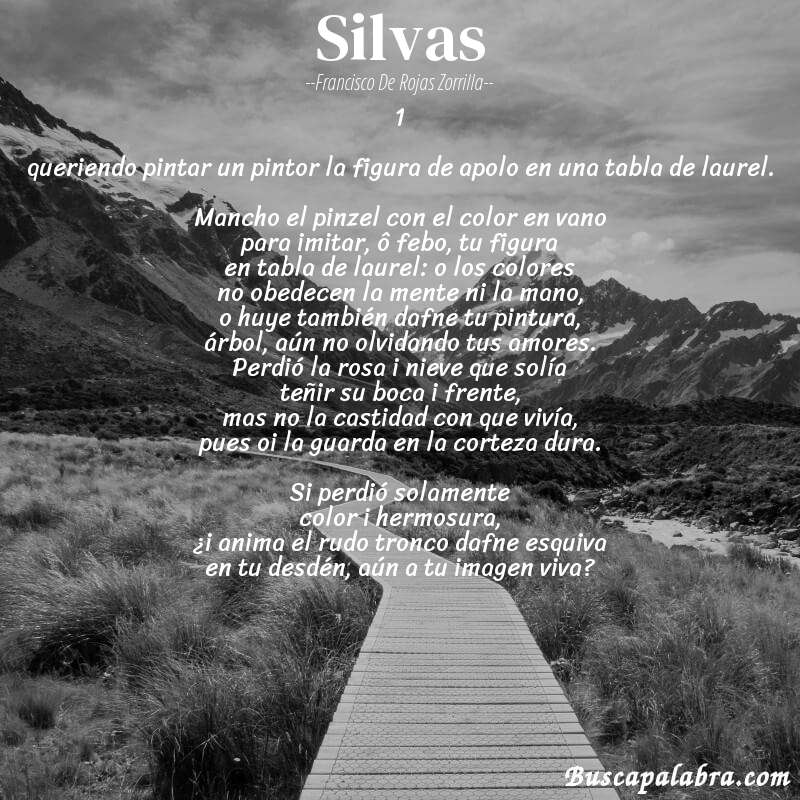 Poema silvas de Francisco de Rojas Zorrilla con fondo de paisaje