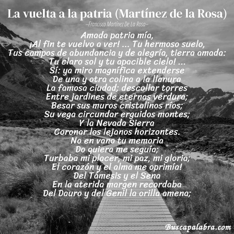 Poema La vuelta a la patria (Martínez de la Rosa) de Francisco Martínez de la Rosa con fondo de paisaje