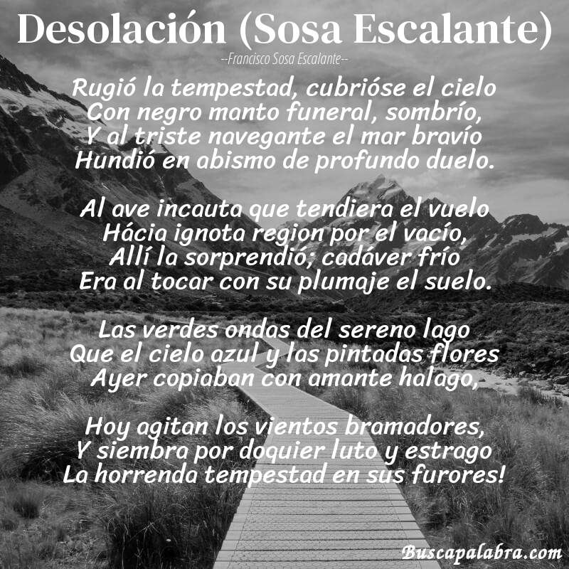 Poema Desolación (Sosa Escalante) de Francisco Sosa Escalante con fondo de paisaje