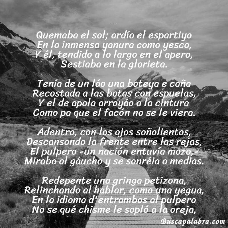 Poema Del natural de José Alonso y Trelles con fondo de paisaje