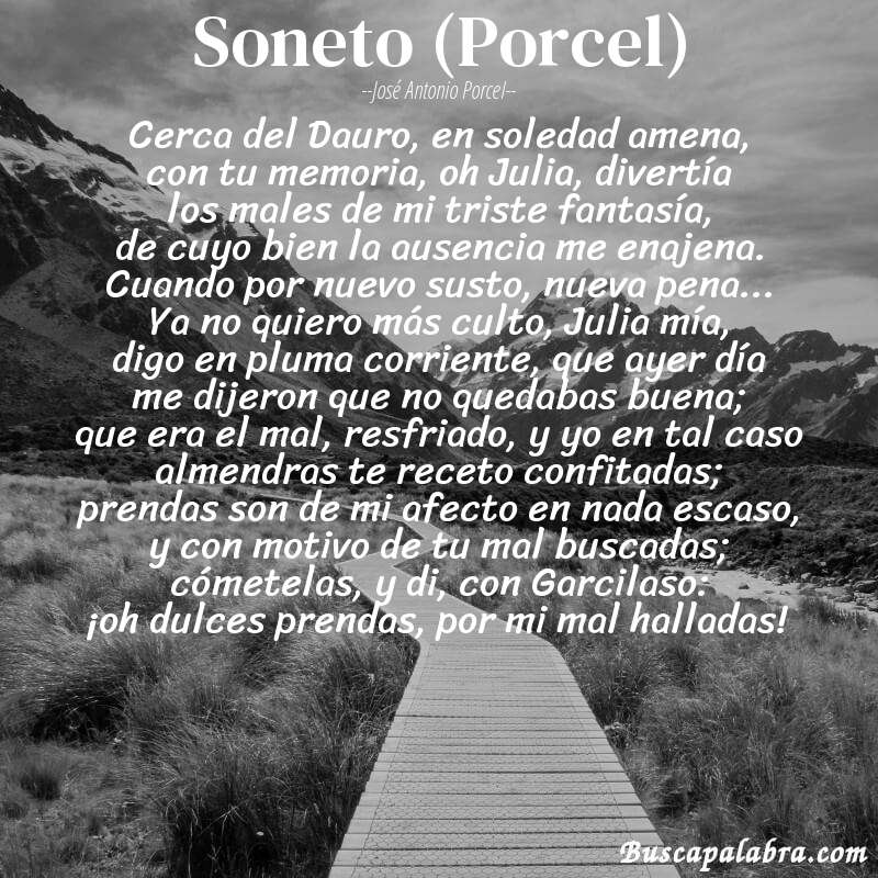 Poema Soneto (Porcel) de José Antonio Porcel con fondo de paisaje
