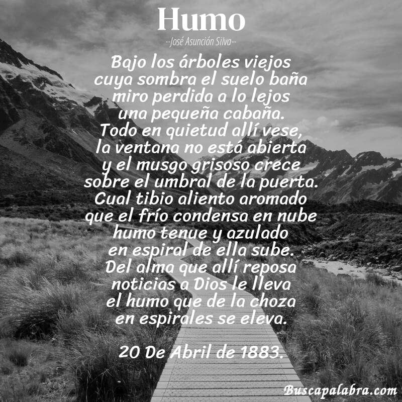 Poema Humo de José Asunción Silva con fondo de paisaje