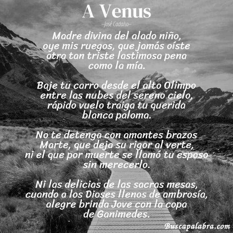 Poema A Venus de José Cadalso con fondo de paisaje