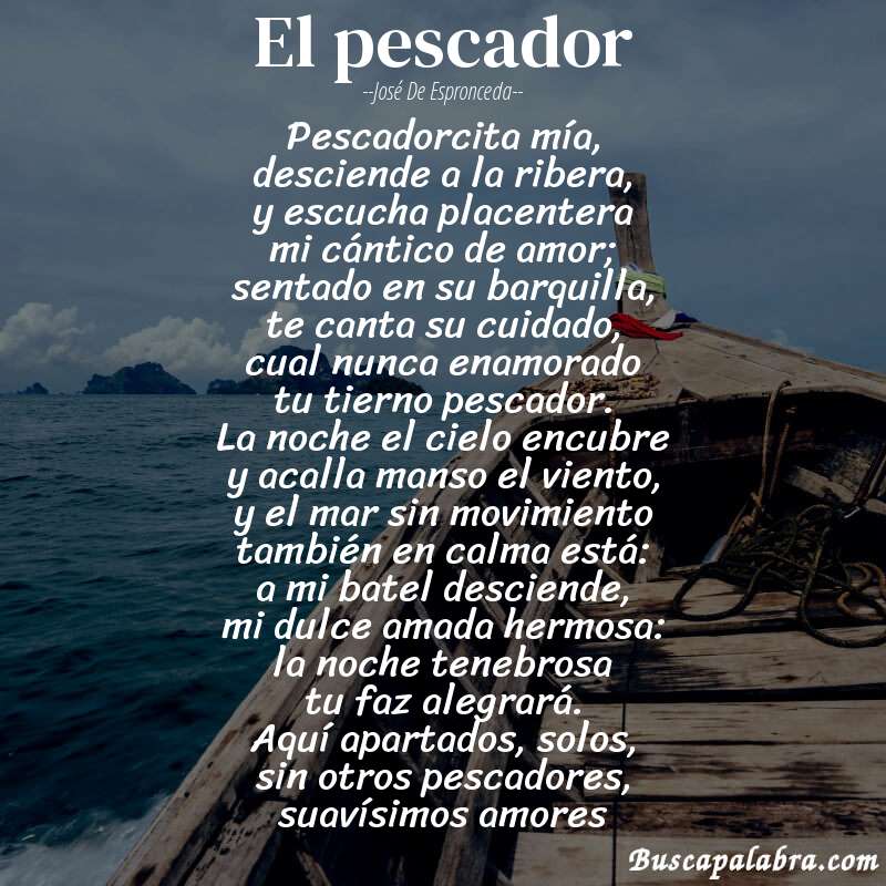 Poema el pescador de José de Espronceda con fondo de barca