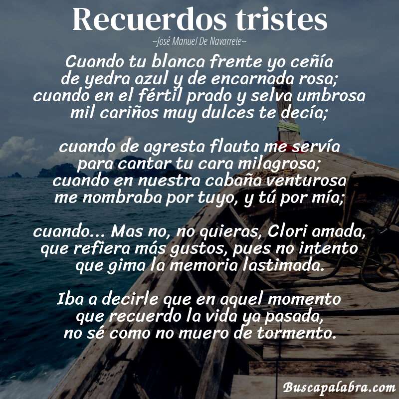 Poema Recuerdos tristes de José Manuel de Navarrete con fondo de barca